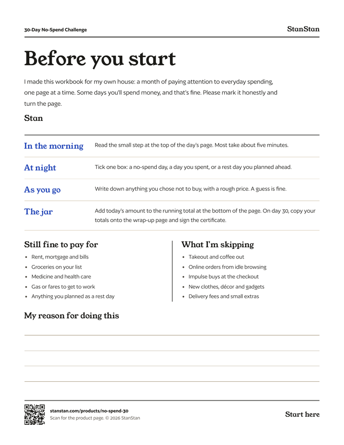 Before you start page, with a note from Stan and how each day works.